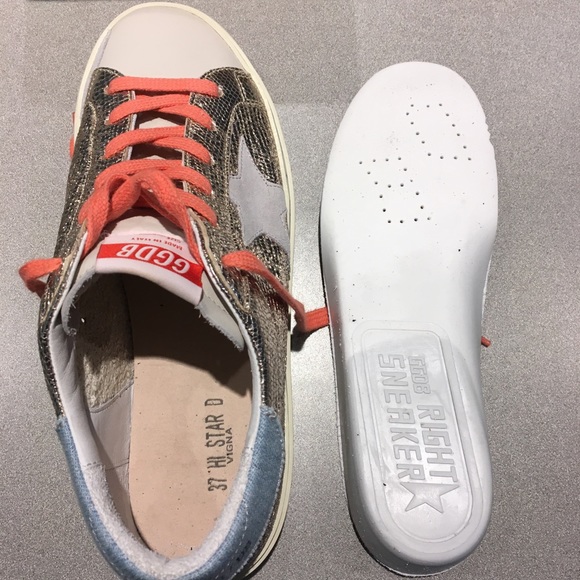 Golden Goose Hi Star Gold Lizard Ice Star Sz 7 NIB - Picture 7 of 8
